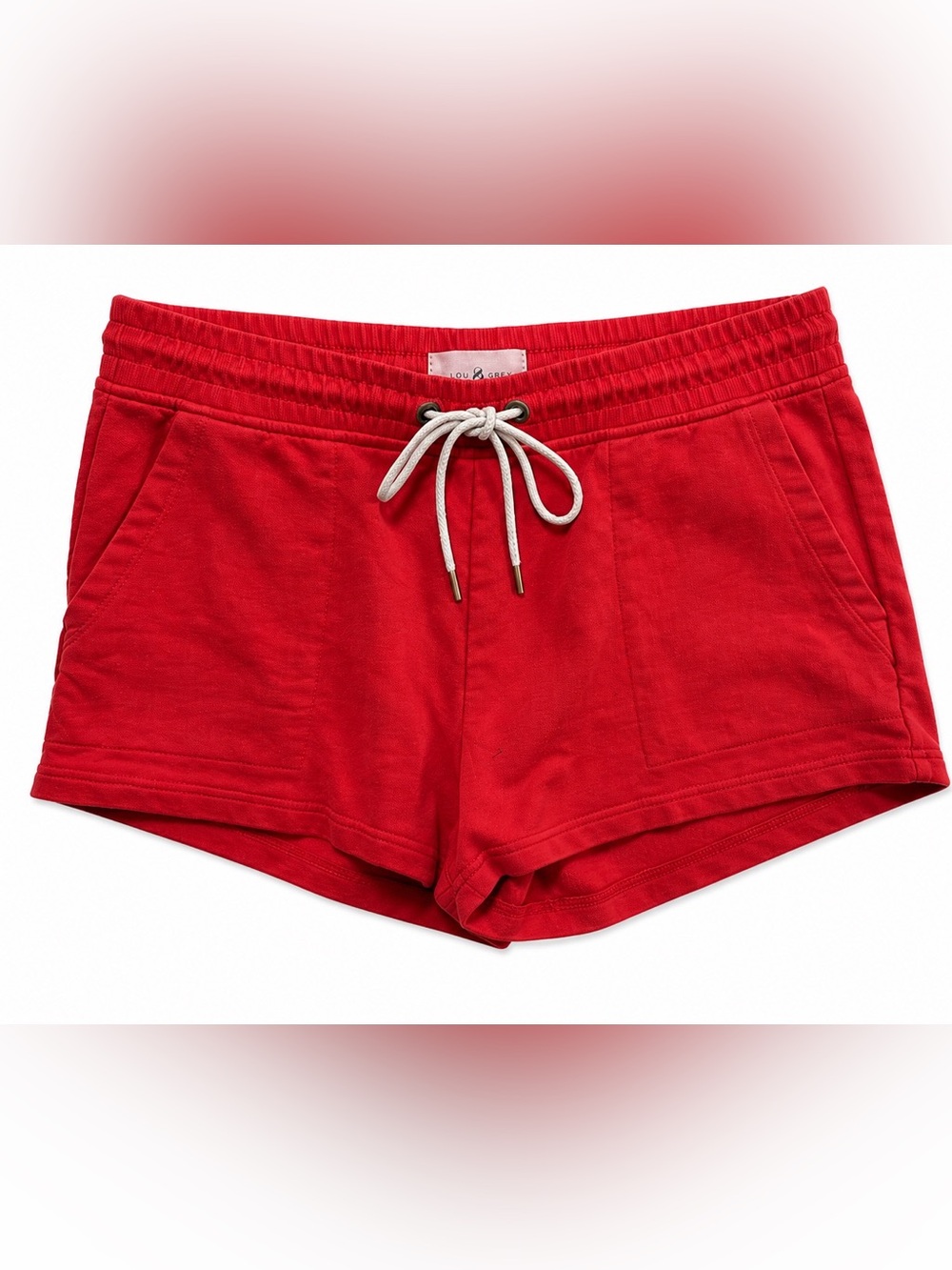Lou & Grey Bright Red/Orange Drawstring Pull-On Athletic Shorts
